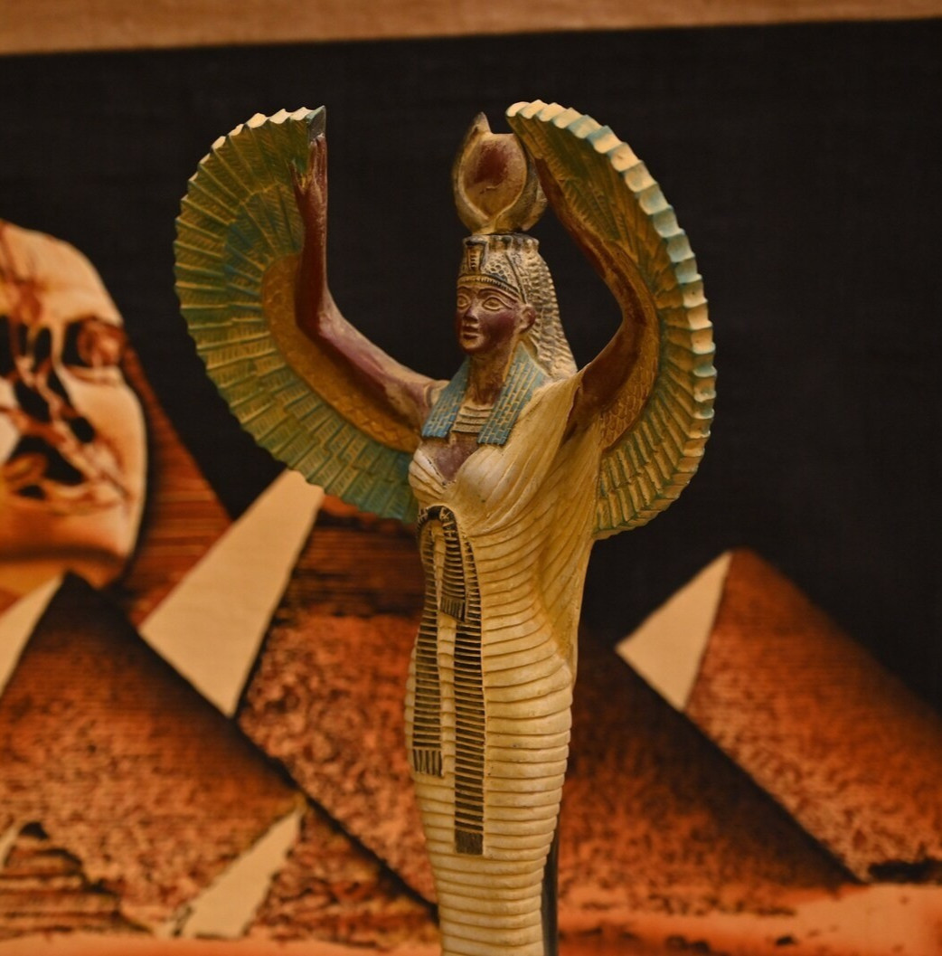 RARE Egyptian Artifacts Of Authentic Pharaonic Winged Statue Of Goddess Isis Bc