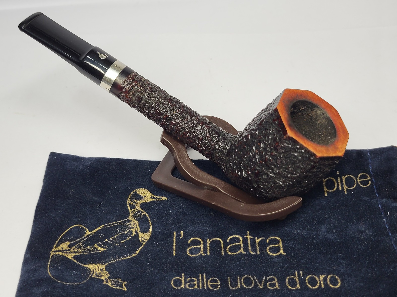 Vintage L\'ANATRA 2005 Limited Ed. #174/250 Octogonal Smoking Pipe w/ Silver Band