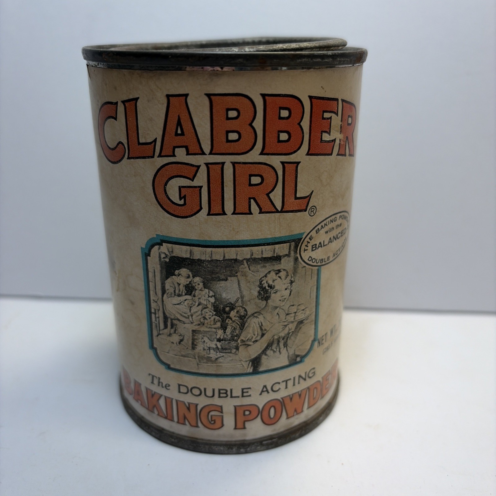 Vintage Clabber Girl Baking Powder Tin Can 10 Oz.  Advertising