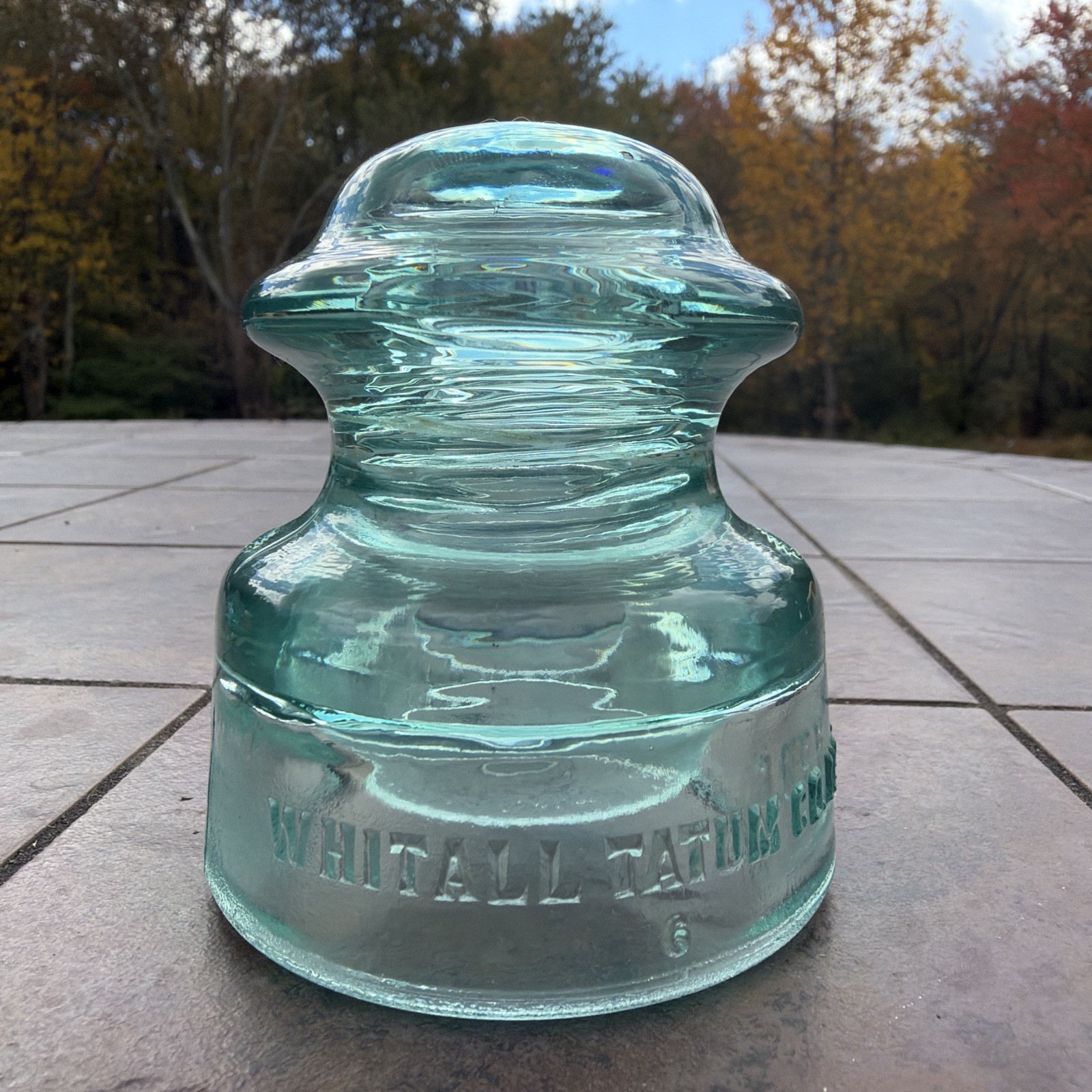 Beautiful Vintage Whitall Tatum Co. Light Aqua Glass Insulator No. 5 Nice Shape