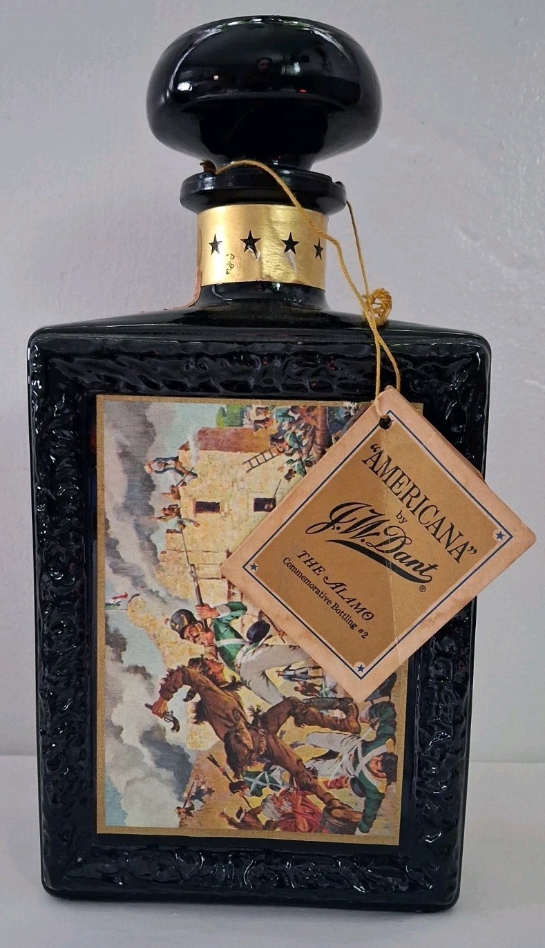 Vintage 1969 J W Dant Americana The Alamo Commemorative Empty Whiskey Bottle