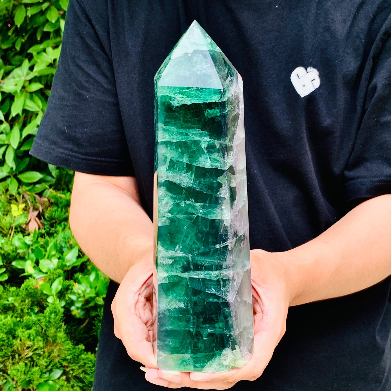 5.02LB Natural Fluorite Crystal quartz obelisk crystal wand point healing