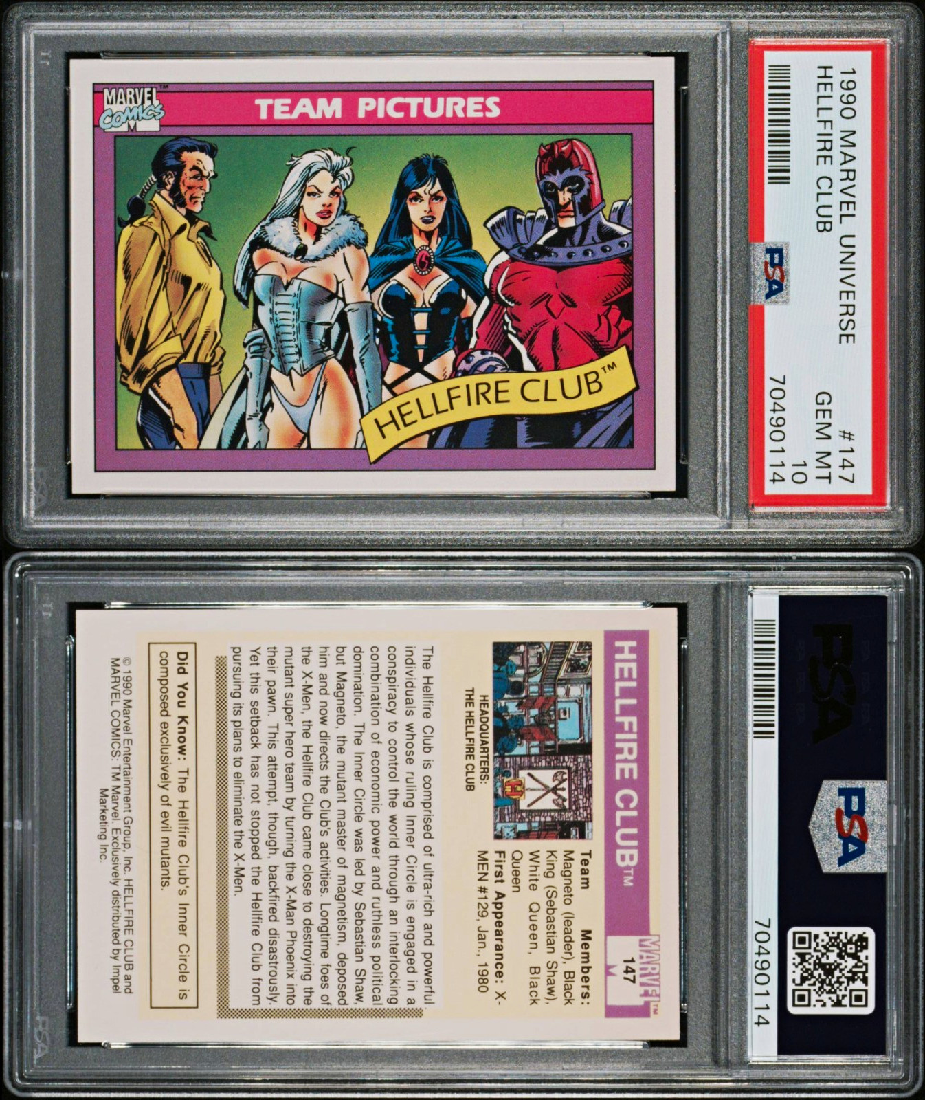 Marvel Impel 1990 Marvel Universe #147 Hellfire Club PSA 10 Base Set Card