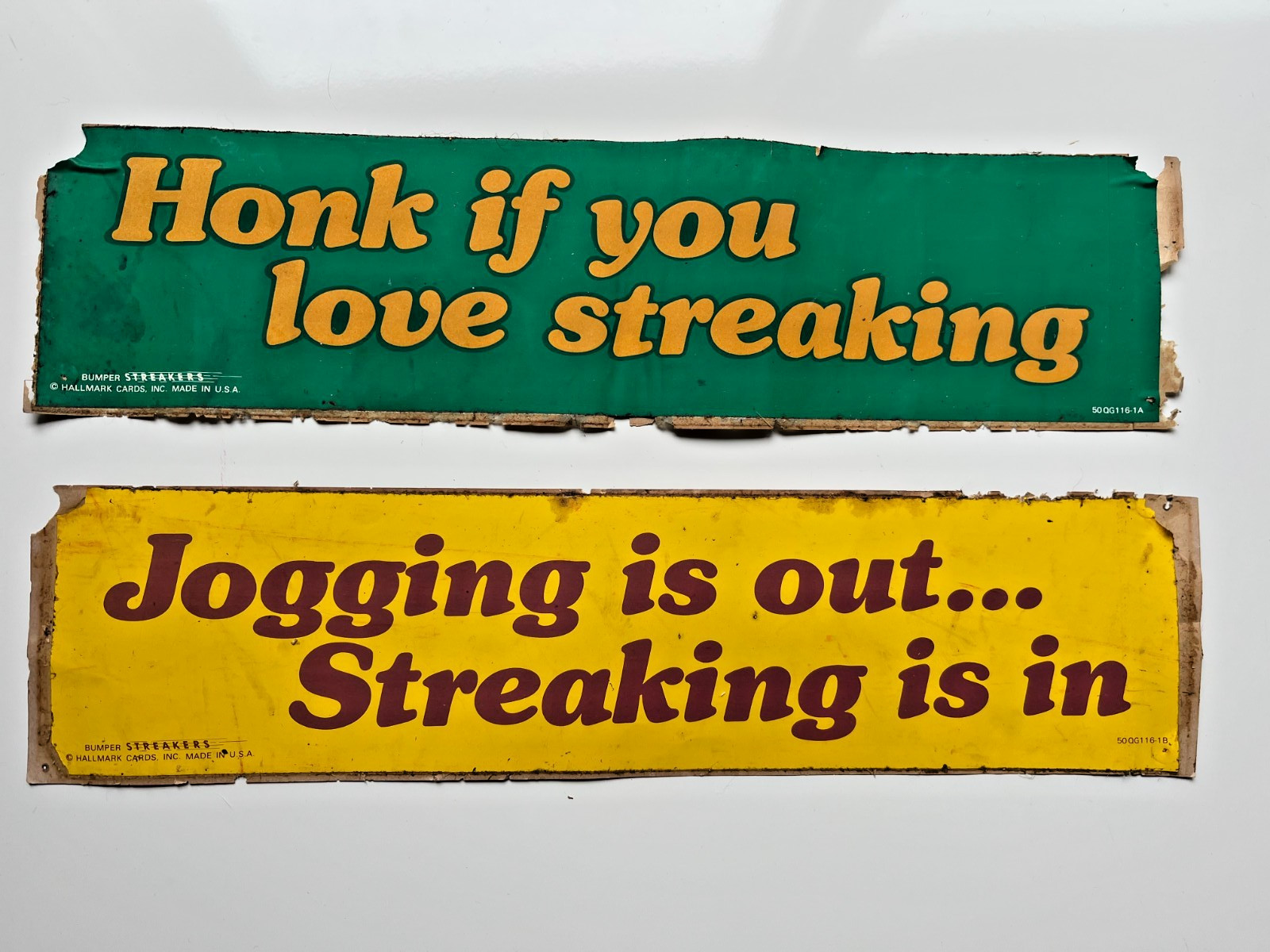 Vintage 1974 Hallmark Bumper Stickers Streakers Lot of 2 1970s Pop Culture Rare 