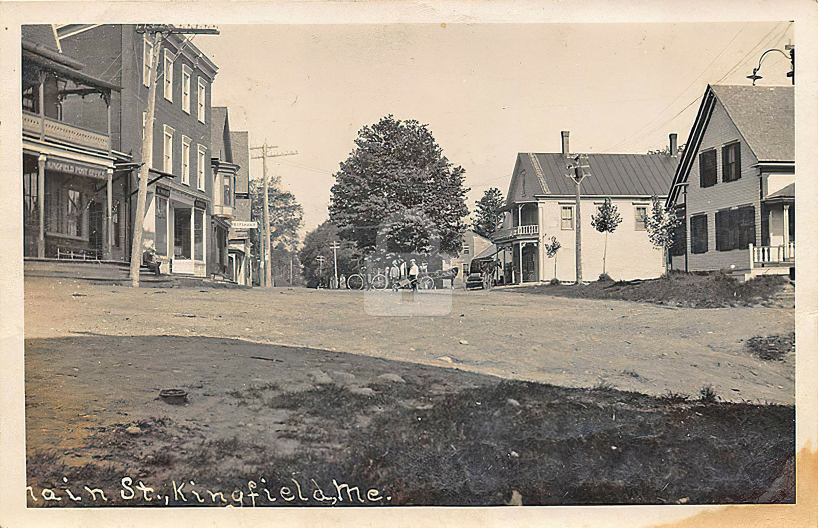 Kingfield ME Maine Main Street View Post Office Storefronts RPPC Postcard Copy