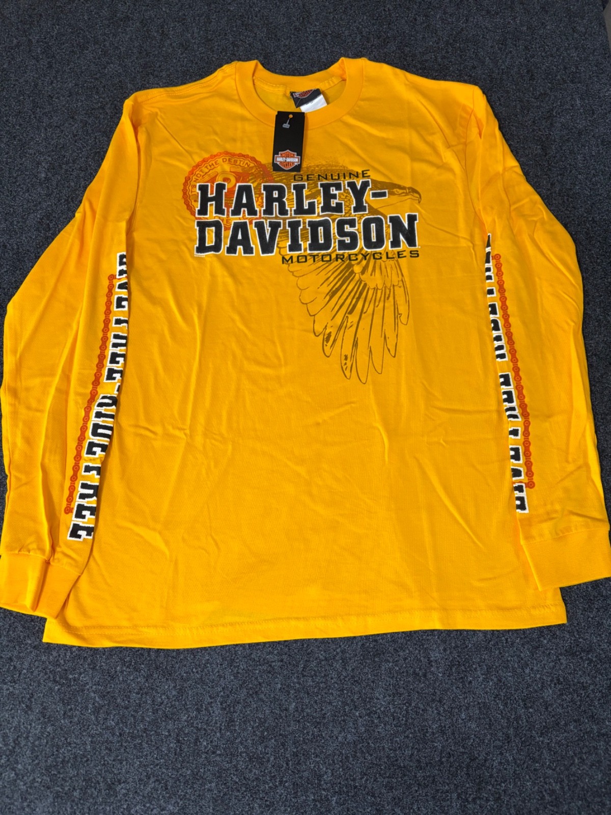 Men\'s Harley Davidson Long Sleeve T-Shirt - New York City - Yellow - Size Large