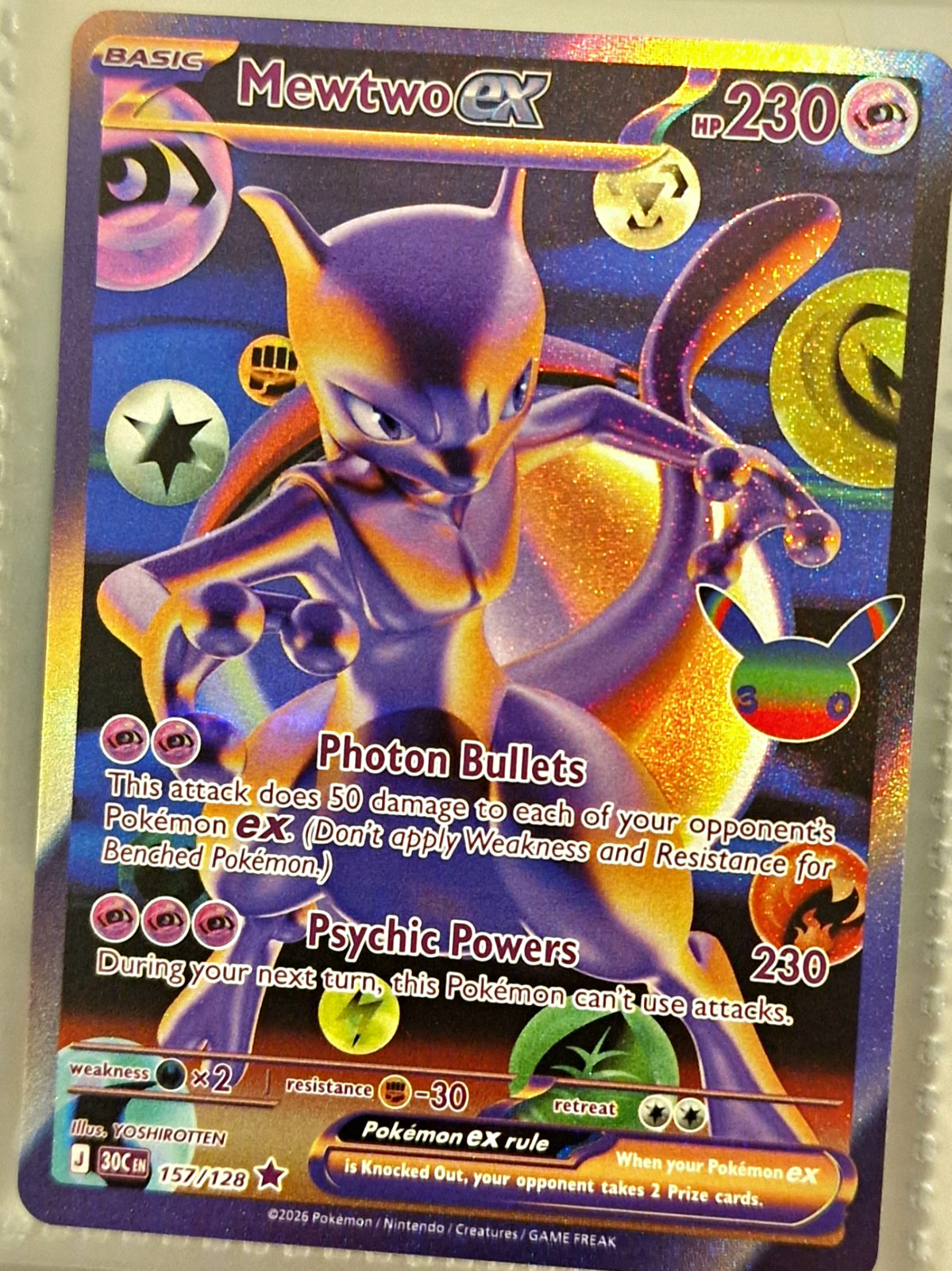 Pokémon 30th Anniversary Celebration Mewtwo ex Futuristic Rare 157/128 