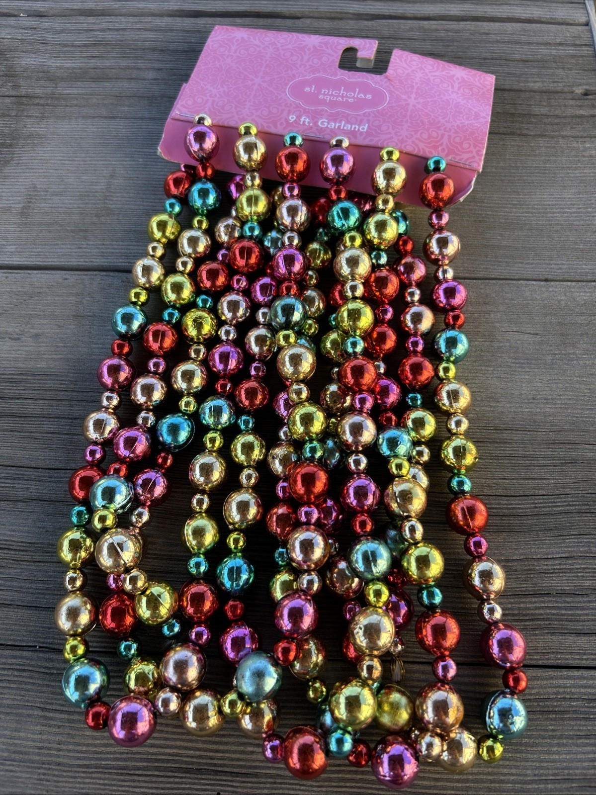 Christmas Tree Garland St Nichols Square 9 Ft  Colorful Plastic Beaded