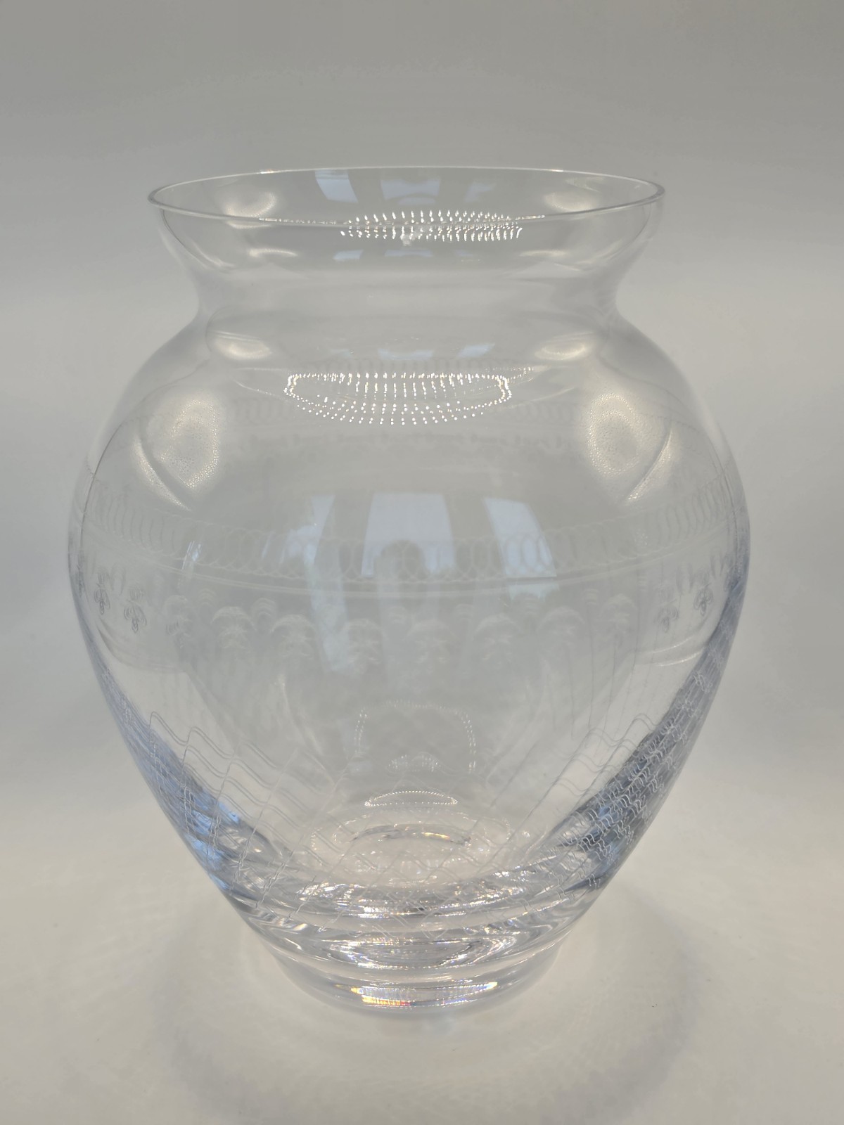Beautiful Vintage Etched Crystal Vase Lady Hamilton Collection,  7 In, Delicate