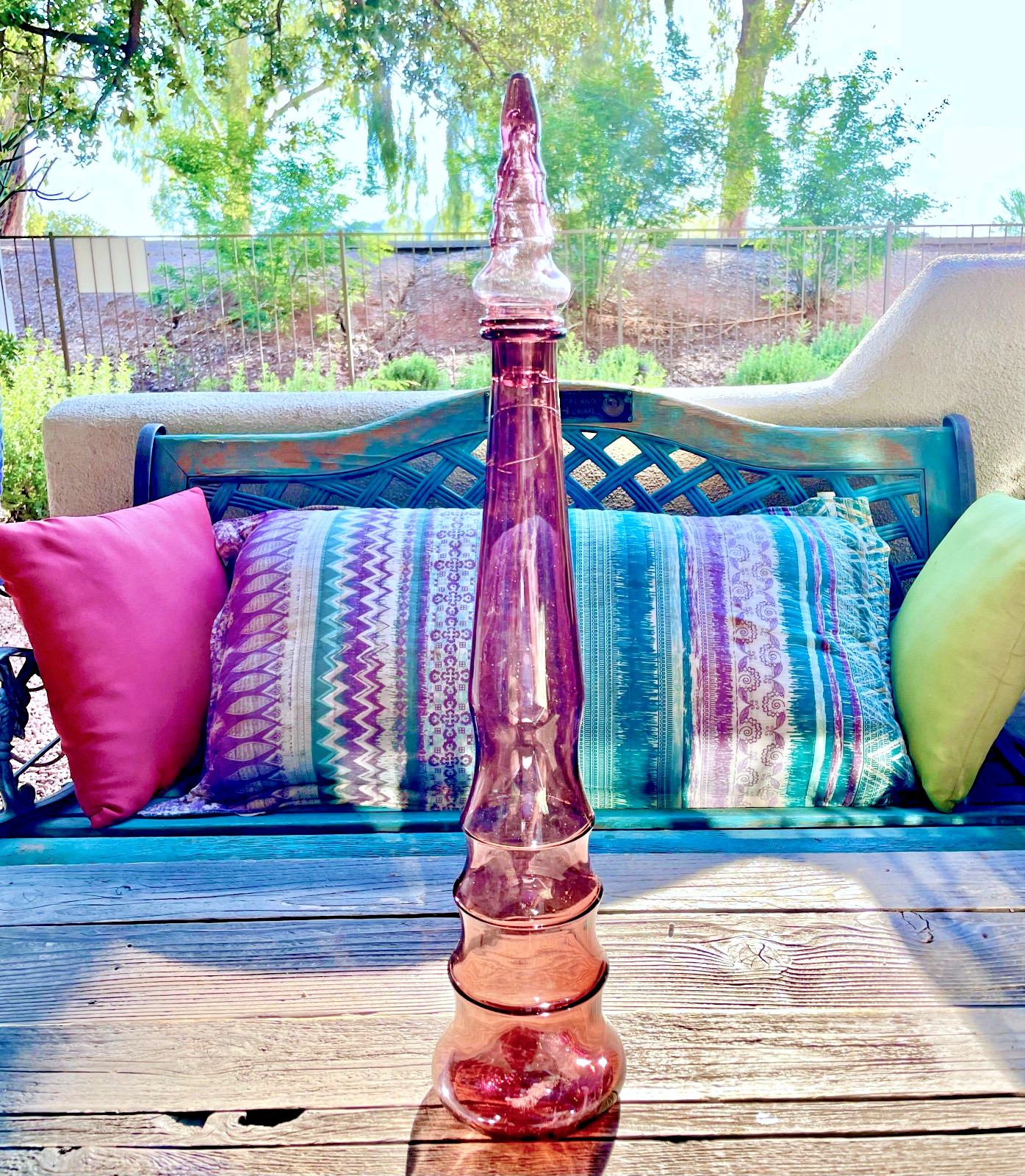 MCM Rare Empoli Amethyst Purple ROCKET Genie Bottle Glass Decanter 26” Tall