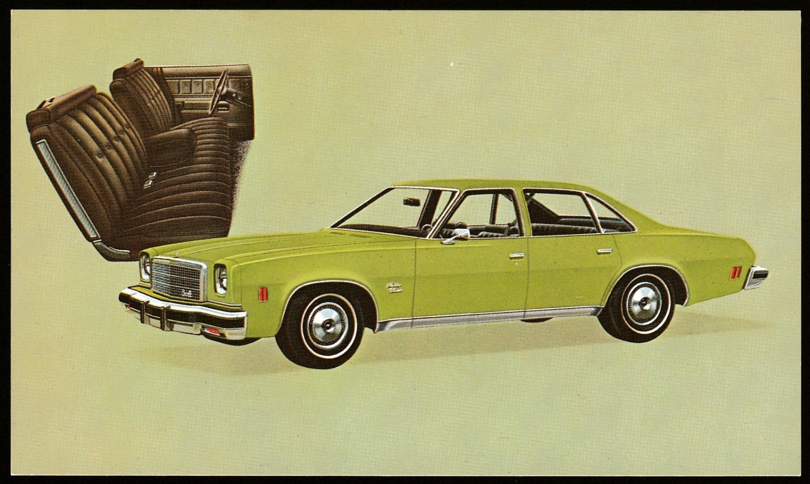 CHEVROLET Adv Postcard MALIBU CLASSIC COLONNADE SEDAN 1974 Dealer UNP Vtg Auto