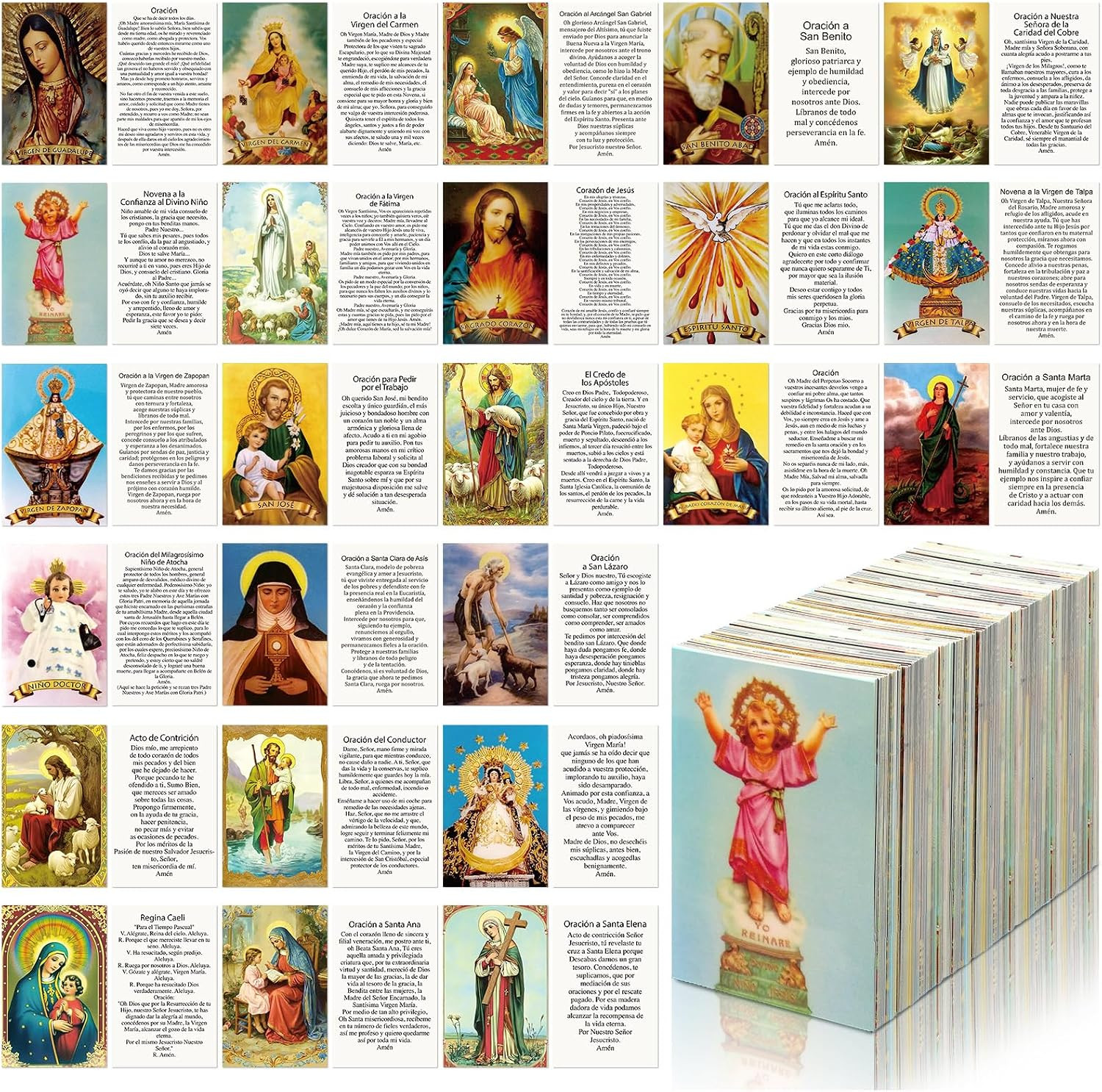 120 Pcs Spanish Catholic Holy Cards Bulk Gifts Catholic Prayer Cards