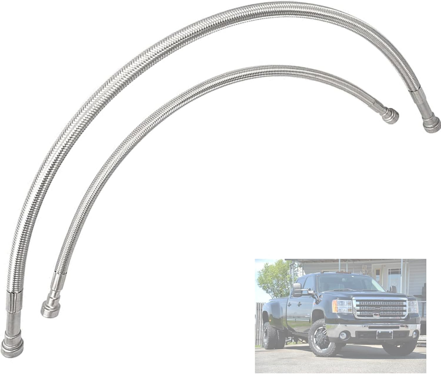 Fuel Tank Hoses Stainless Steel Compatible with Chevy Silverado GMC Sierra 2500H