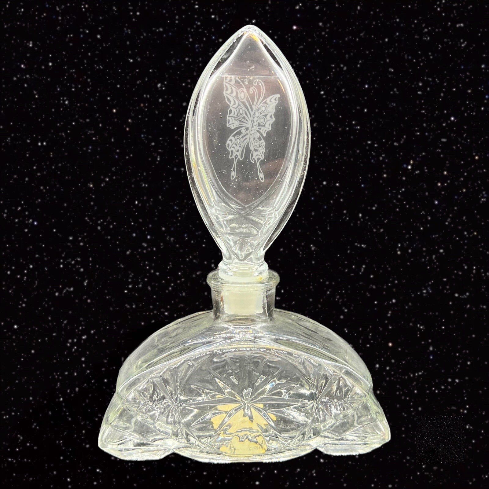 Avon Imperial Garden Empty Perfume Bottle Art Glass 4ft oz W Stopper 6.5”T 4.5”W