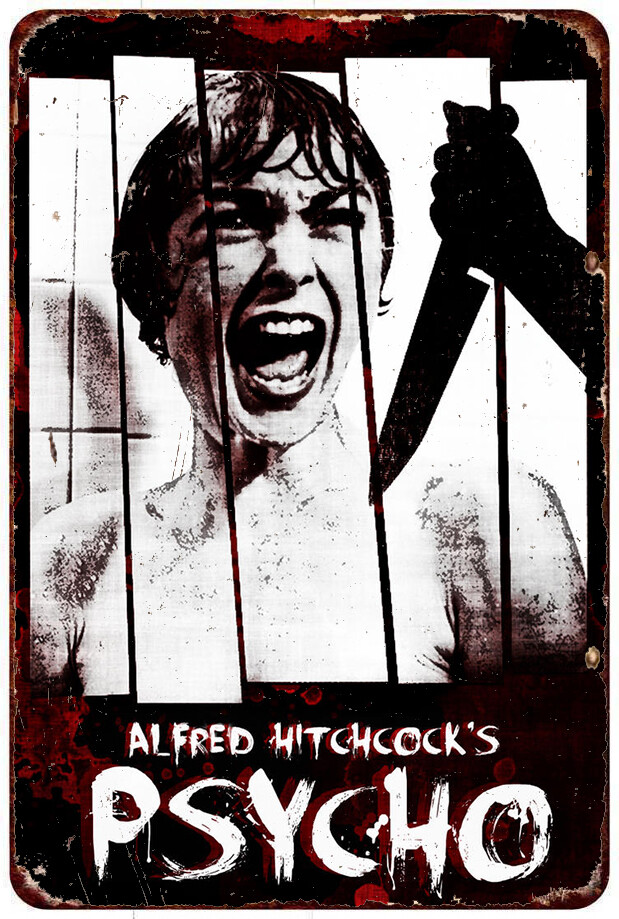 Psycho 1960 psychological horror movie Vintage Look Reproduction metal sign