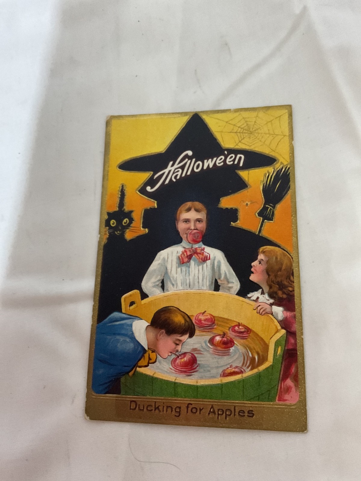 Vintage Halloween Embossed Ducking for Apples 1907-1915 series #2