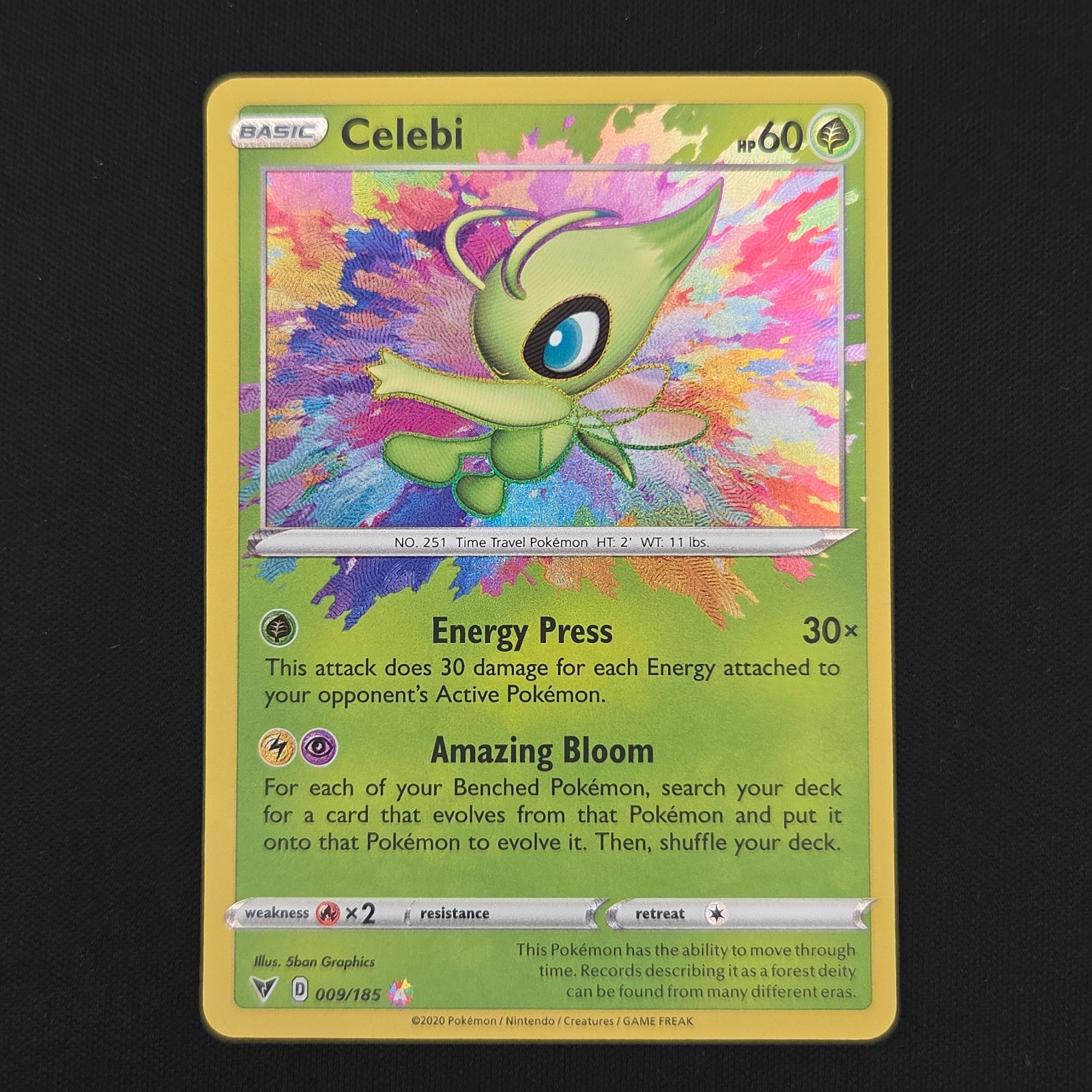 Pokemon TCG Card Celebi 009/185 Vivid Voltage Amazing Rare Holo - NM