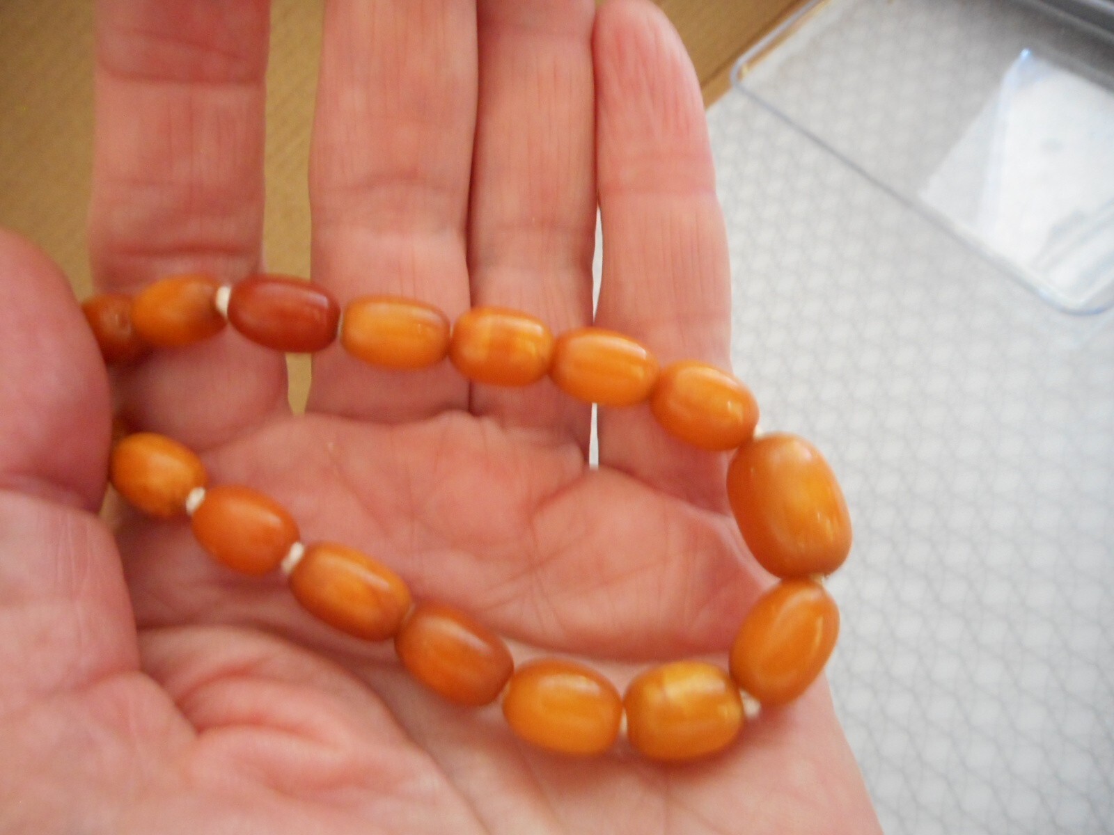 Antique butterscotch amber necklace  14g