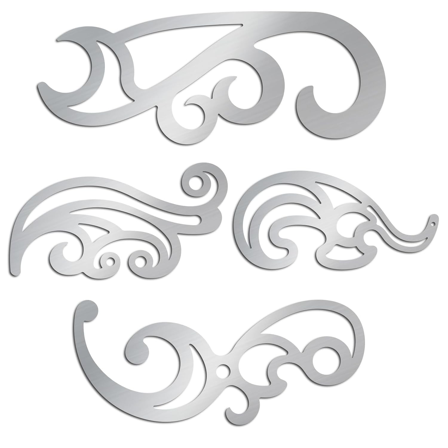 ORIGACH 4 Pcs Stainless Steel French Curve Ruler Metal Drafting Stencils