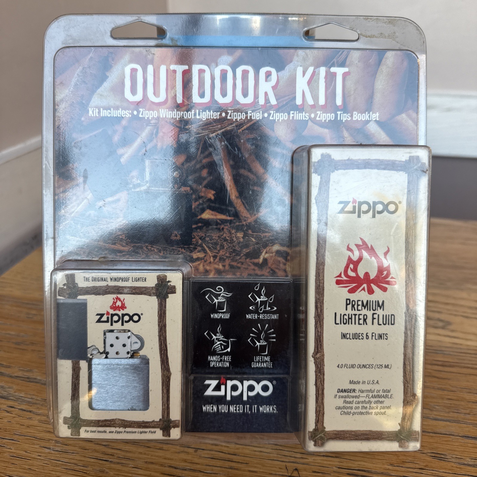 ZIPPO 1998 CAMPFIRE CAMOFLAUGE OUTDOOR KIT LIGHTER SEALED N BOX
