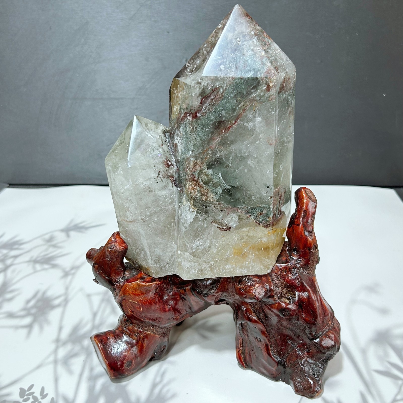 All 5.6LB Natural Phantom Ghost Quartz Crystal Double Point Healing A219