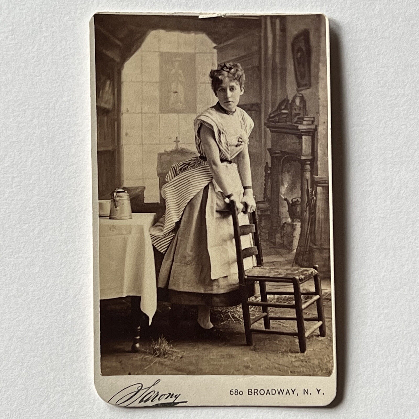 Antique CDV Photograph Beautiful Woman Actress ID Ione Burke Broadway NY