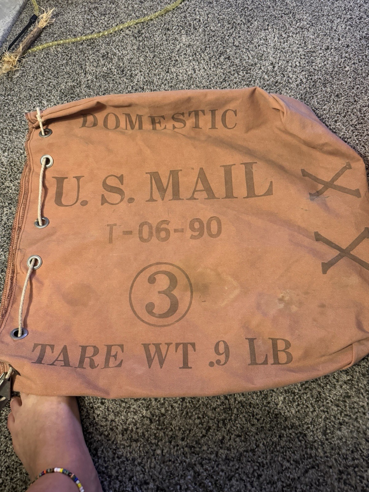 NICE Vintage Heavy Duty Canvas Domestic U.S. Mail Bag #3 Tare Wt .7 LB L@@K