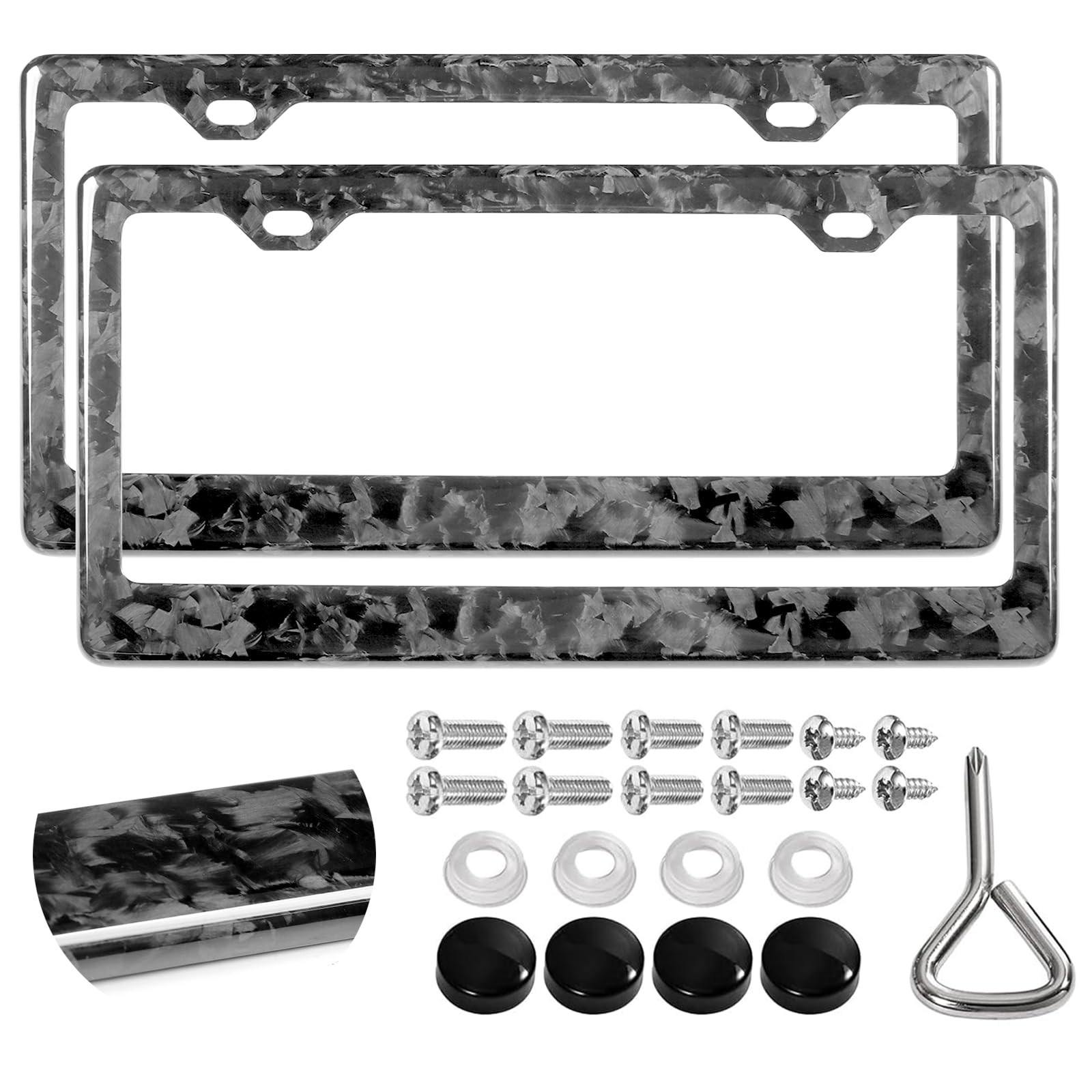 2PC Universal Forged Carbon Fiber License Plate Frame