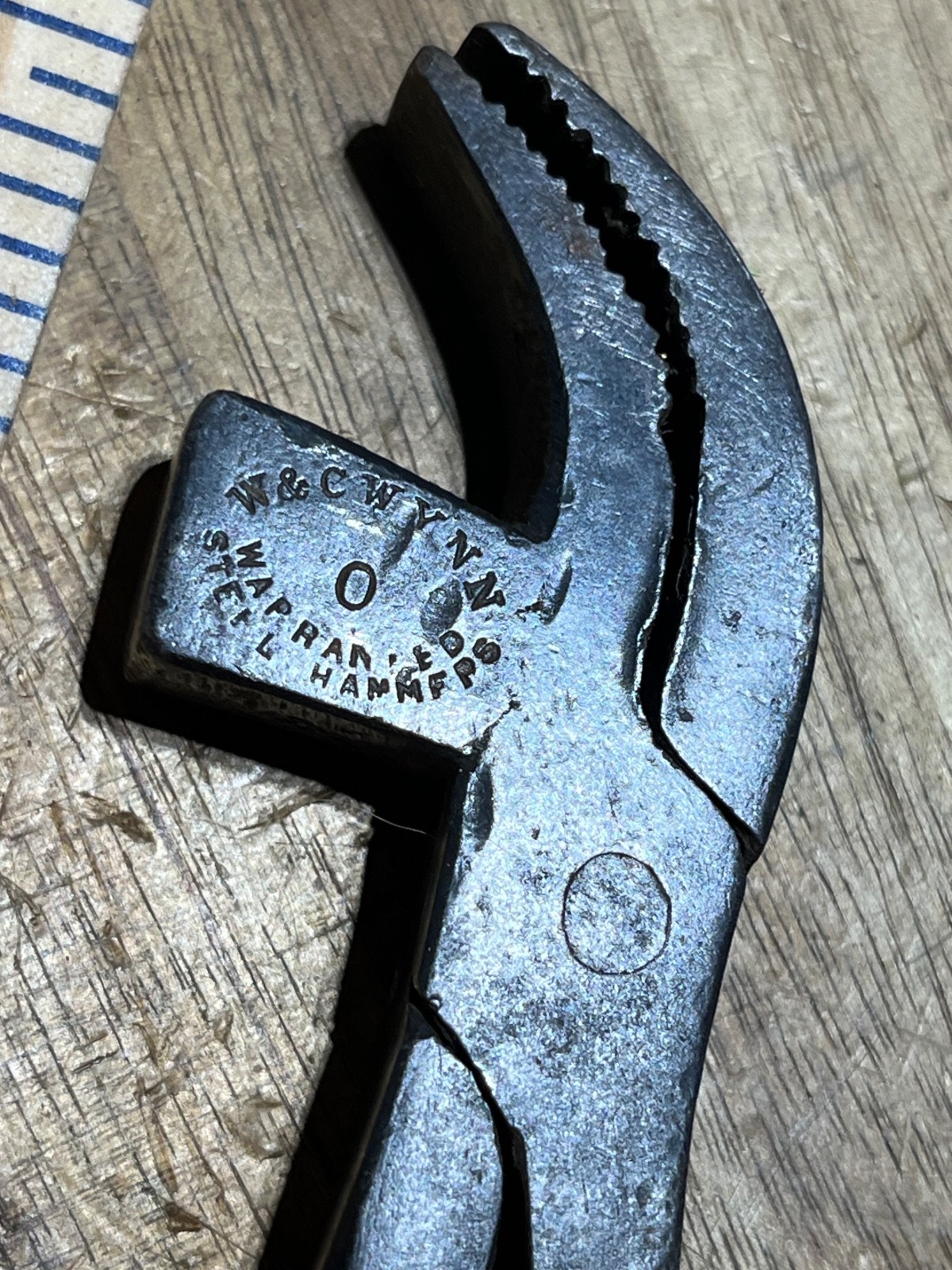 VINTAGE W & C WYNN No.0 PLIERS W HAMMER - LEATHER WORK - cir. 1800s  (27201)