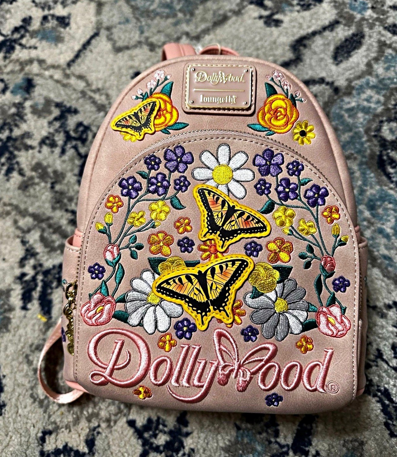 Loungefly Disney Dollywood Pink Floral Butterfly Mini Backpack