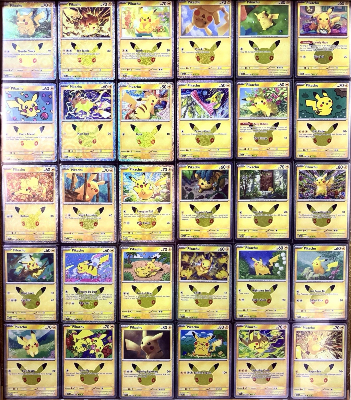 2026 Pokémon TCG 30th Celebration Pikachu Holo Rare COMPLETE SET 30 Card Lot NM
