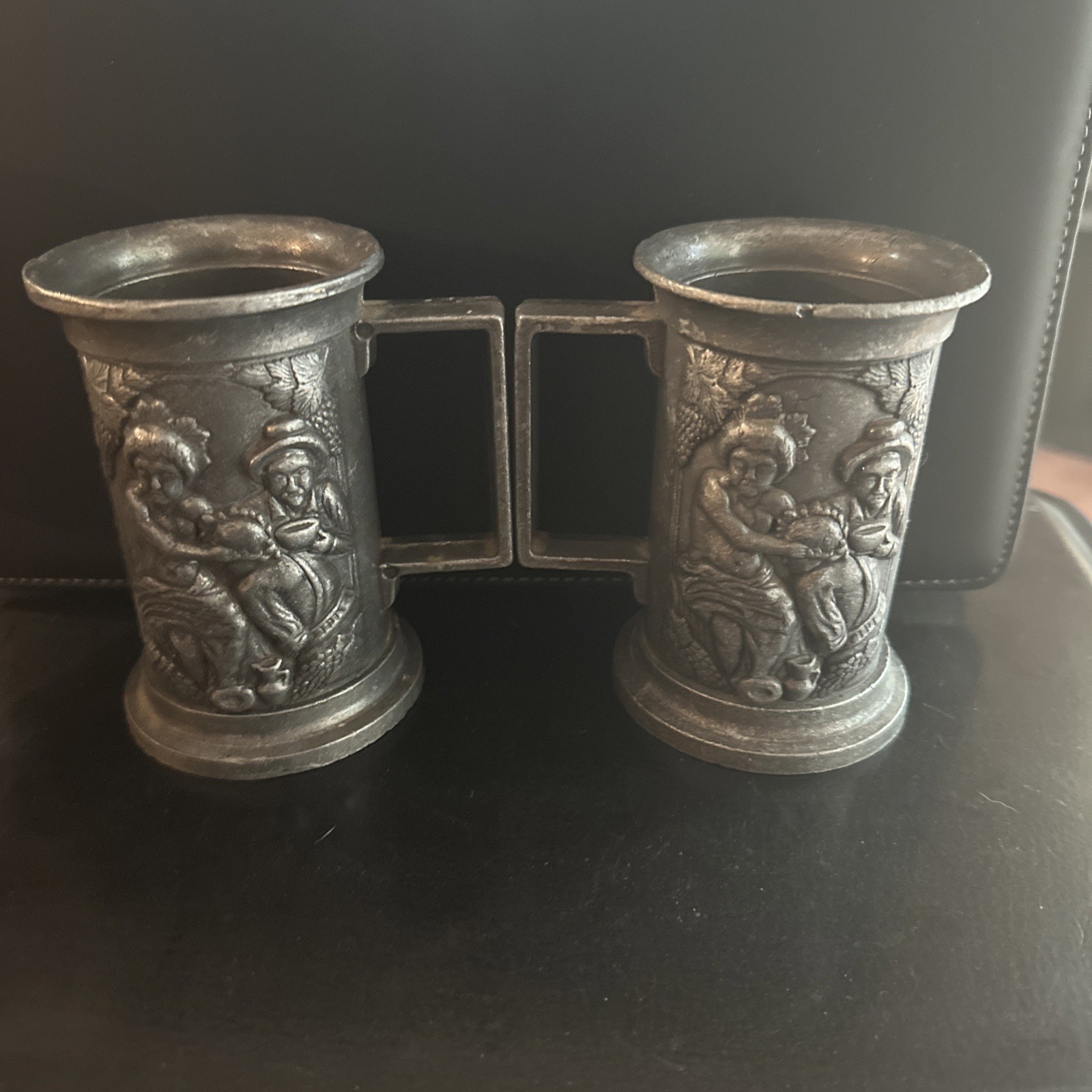 Vintage Castleware Pewter Mini Beer Steins Set of 2 Spain Skinner Selection