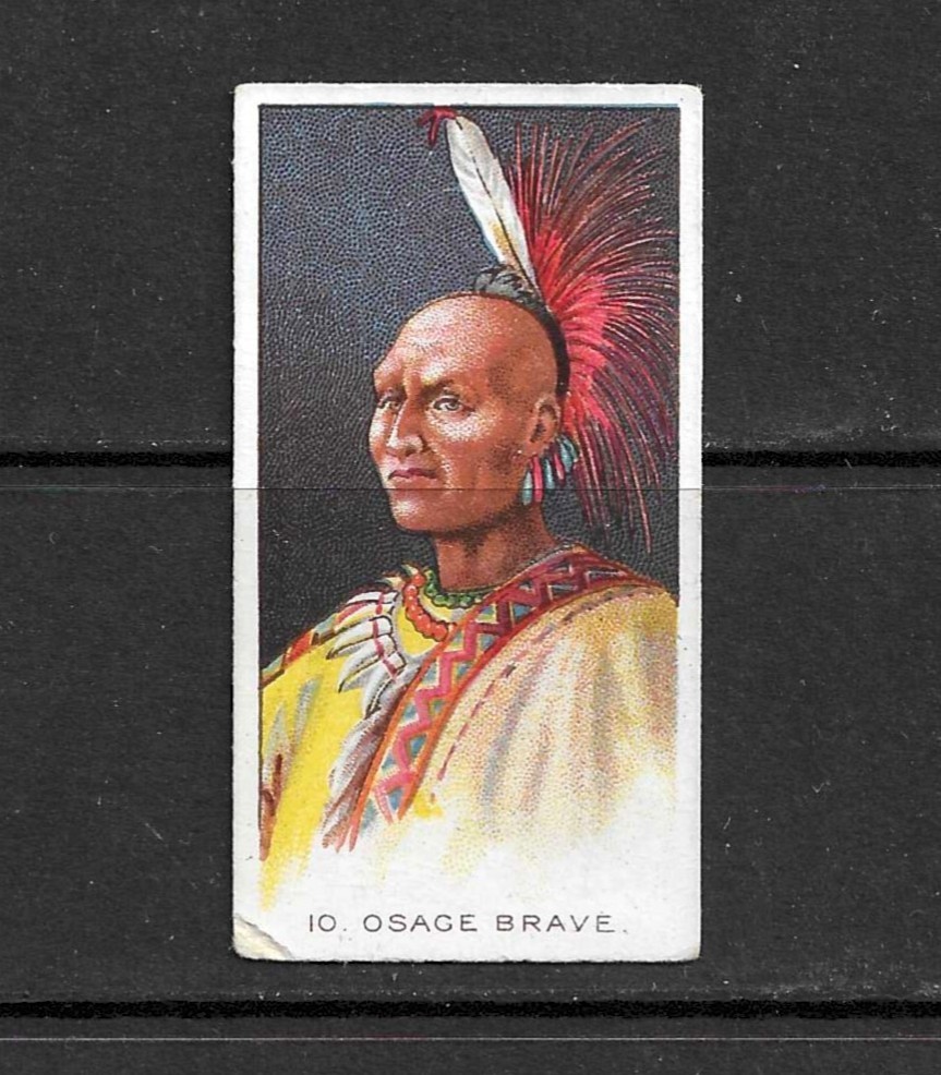 BAT 1930 TYPES OF NORTH AMERICAN INDIANS cigarette card OSAGE BRAVE