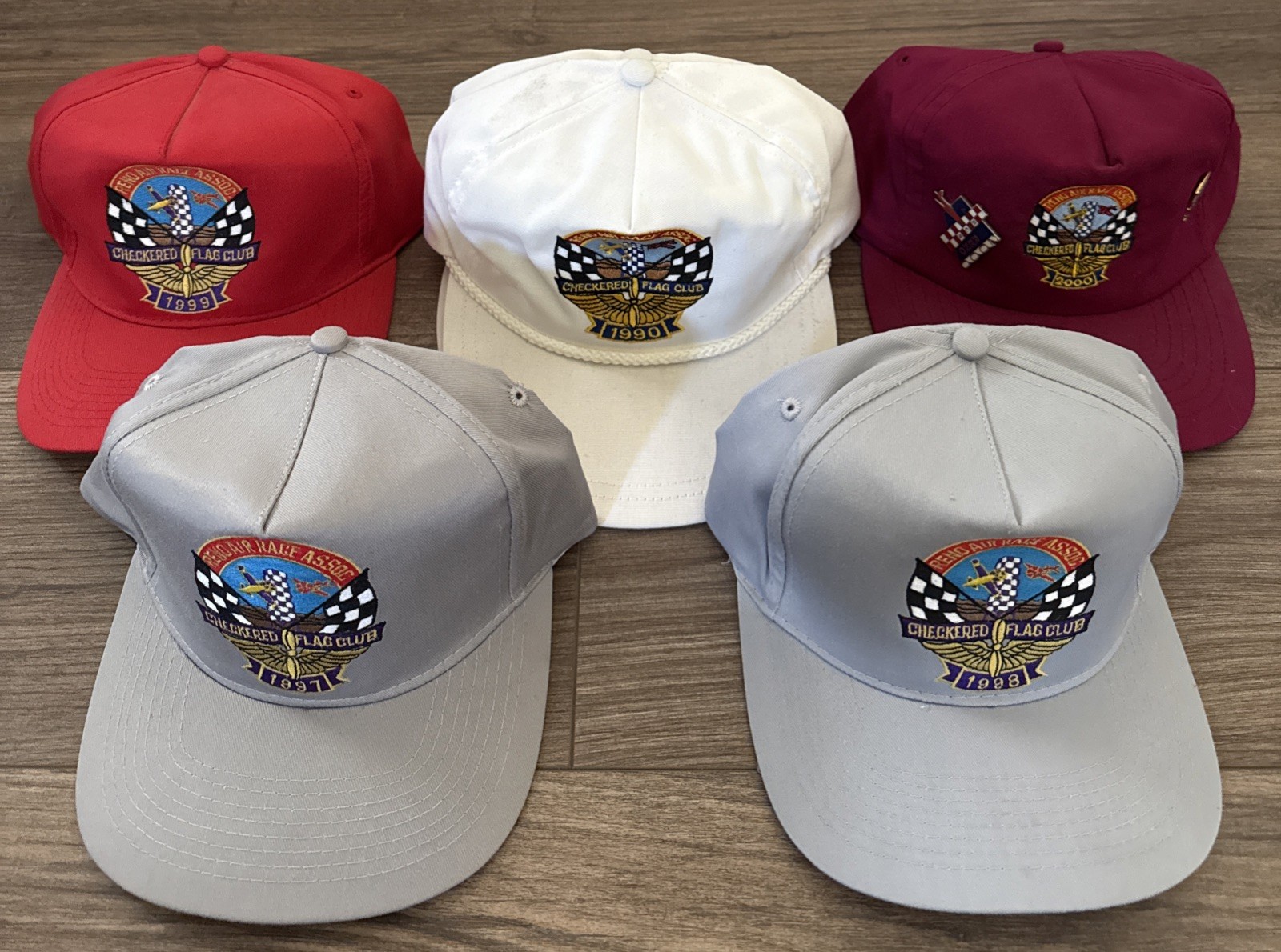 Rare Vtg Reno Air Race Assoc. Checkered Flag Club Hat  Lot￼90 97 98 99 00 2 Pins