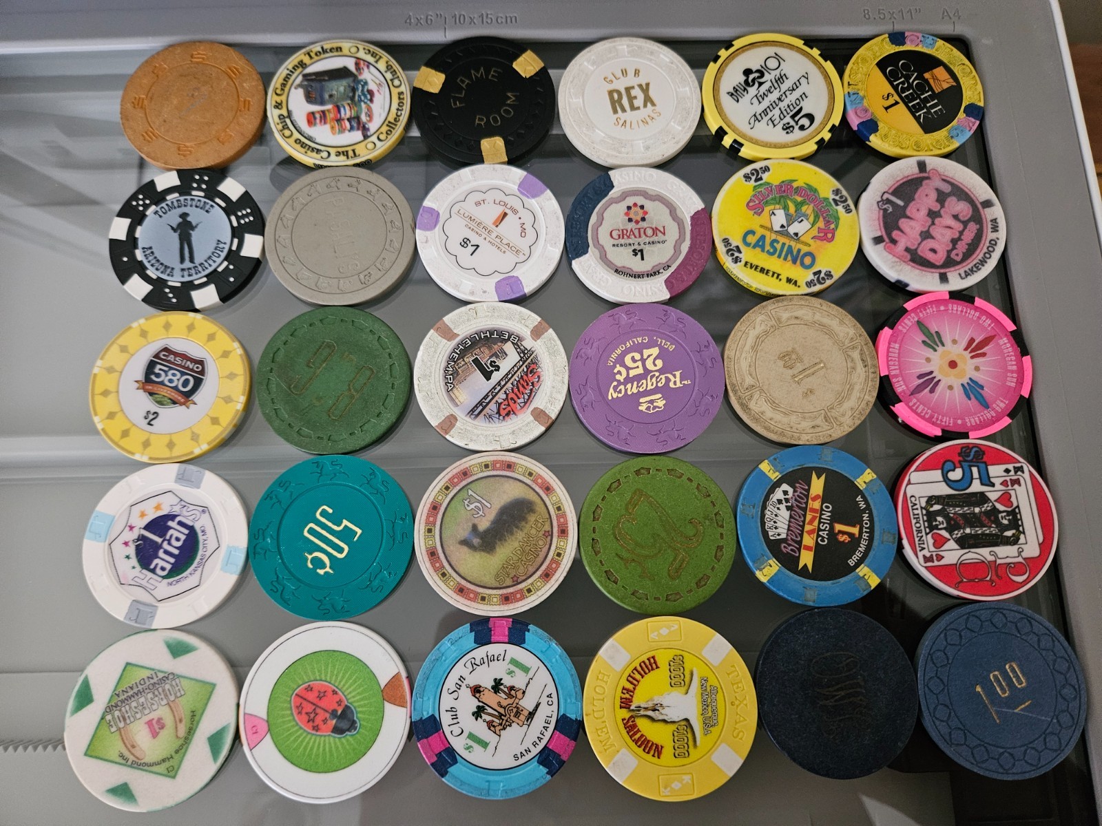 Casino chips lot 76 chips from places in US  other than Nevada and Atlantic City