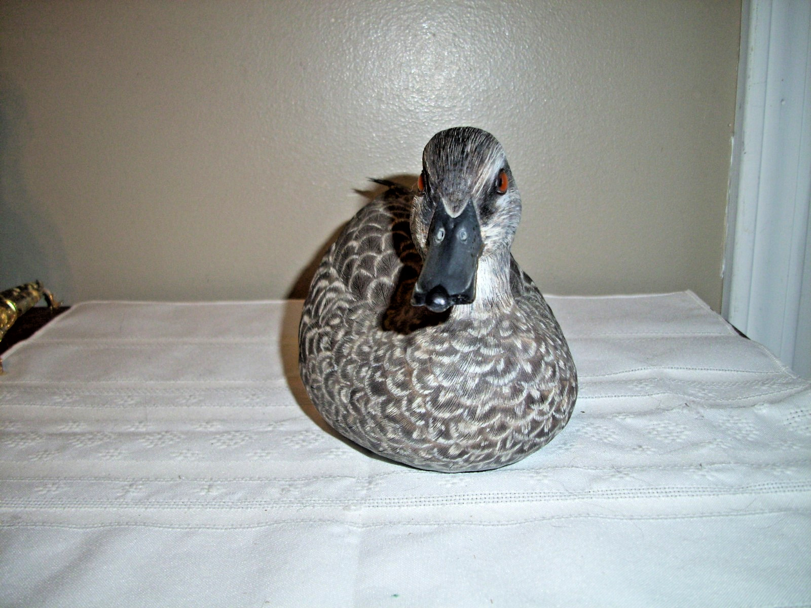 vintage hand painted hand carved wood duck Carved By John Harrell, Angolia La