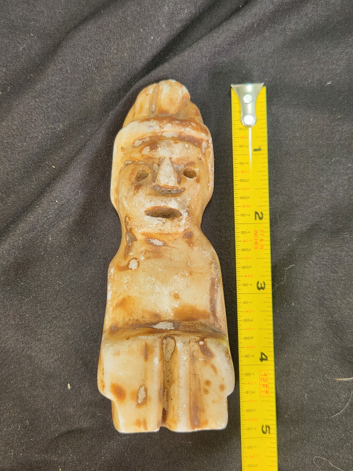 Carved Banded Stone Idol Figurine Aztec Mayan Style 5in