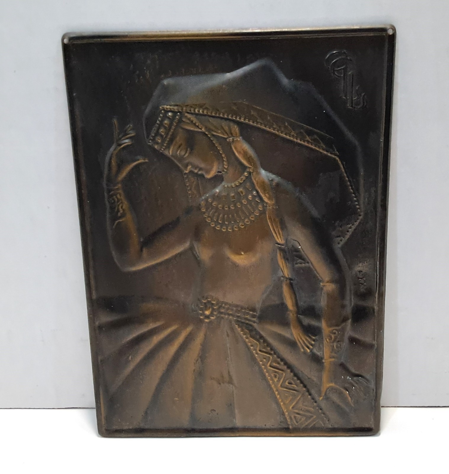 Vintage Soviet USSR Bronze Stamping Plaque Embossed Armenian Women 7.5