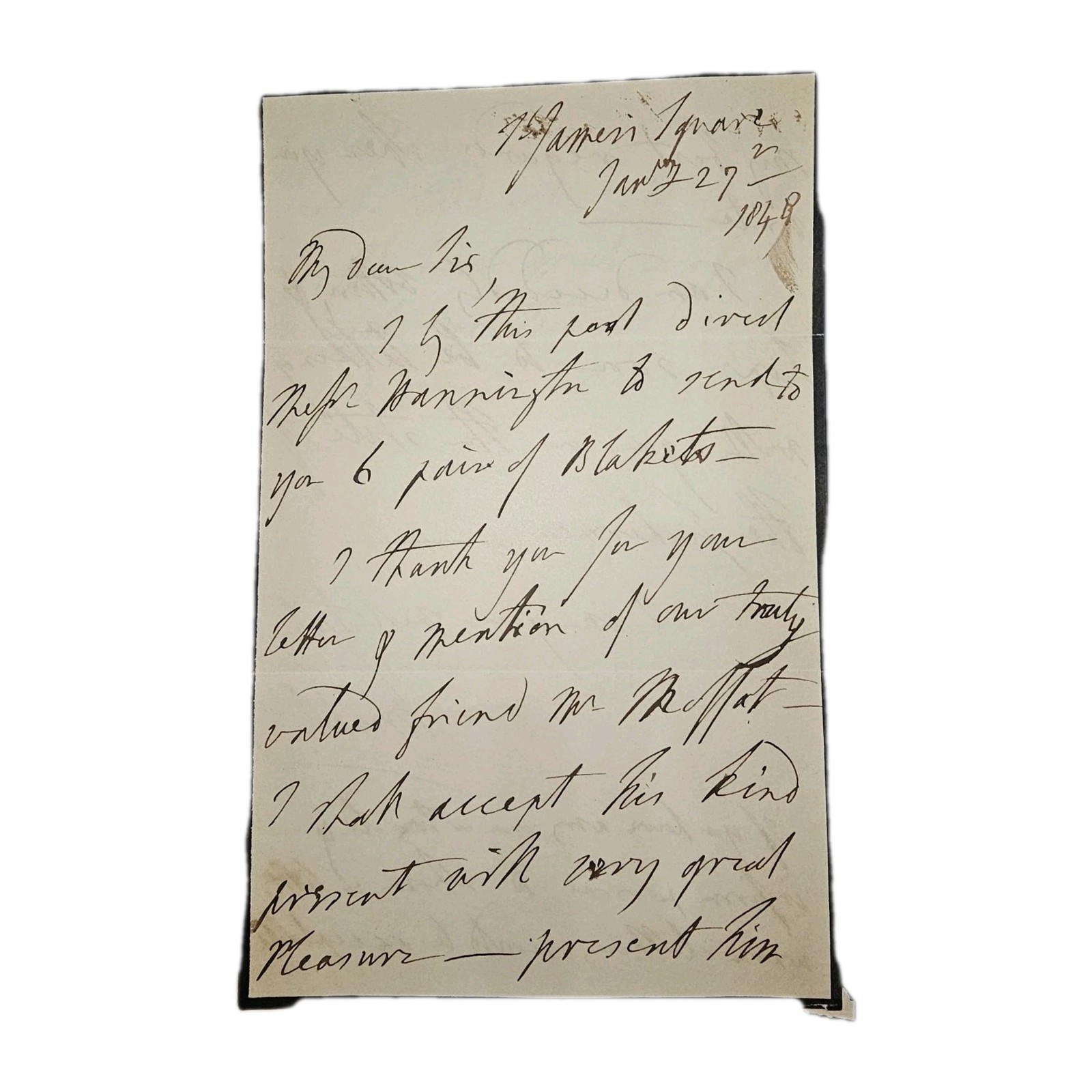 1848 Letter Signed by Earl of Bristol (Future 2nd Marquess Hervey)