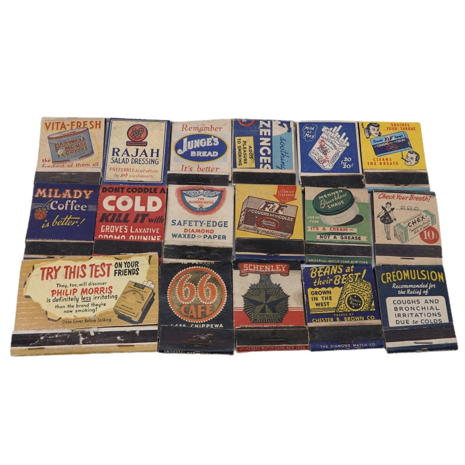 1950's Vintage Matchbooks Marlboro Phillip Morris 66 Cafe Chex Gum and More