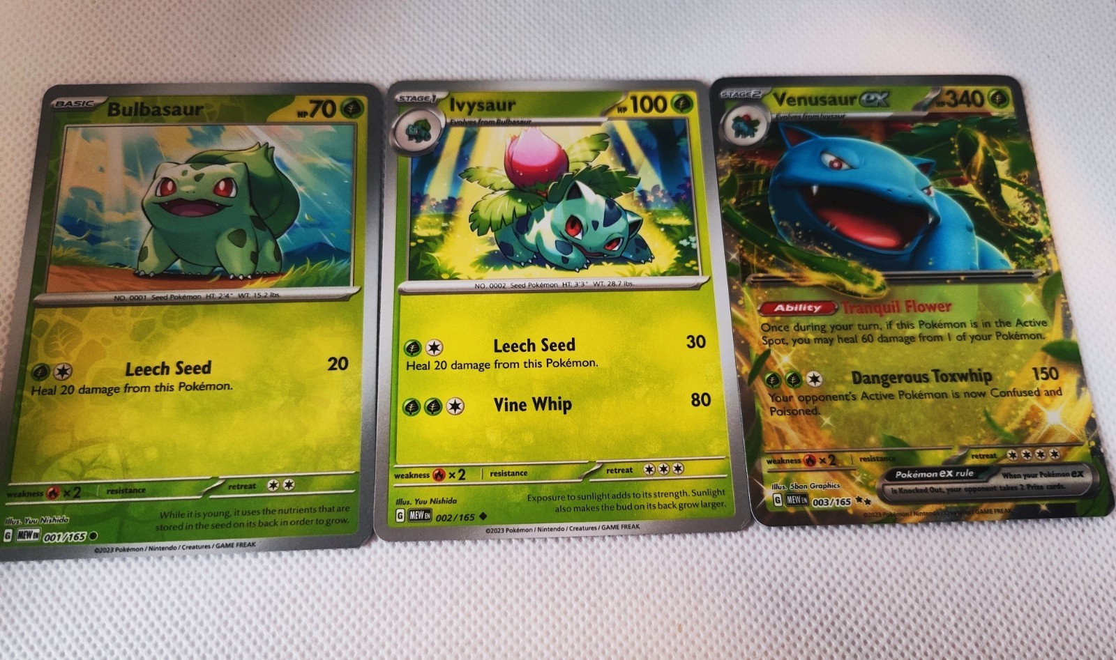 Bulbasaur 001/165 Holo | Ivysaur 002/165 | Venusaur EX 003/165 NM MEW English
