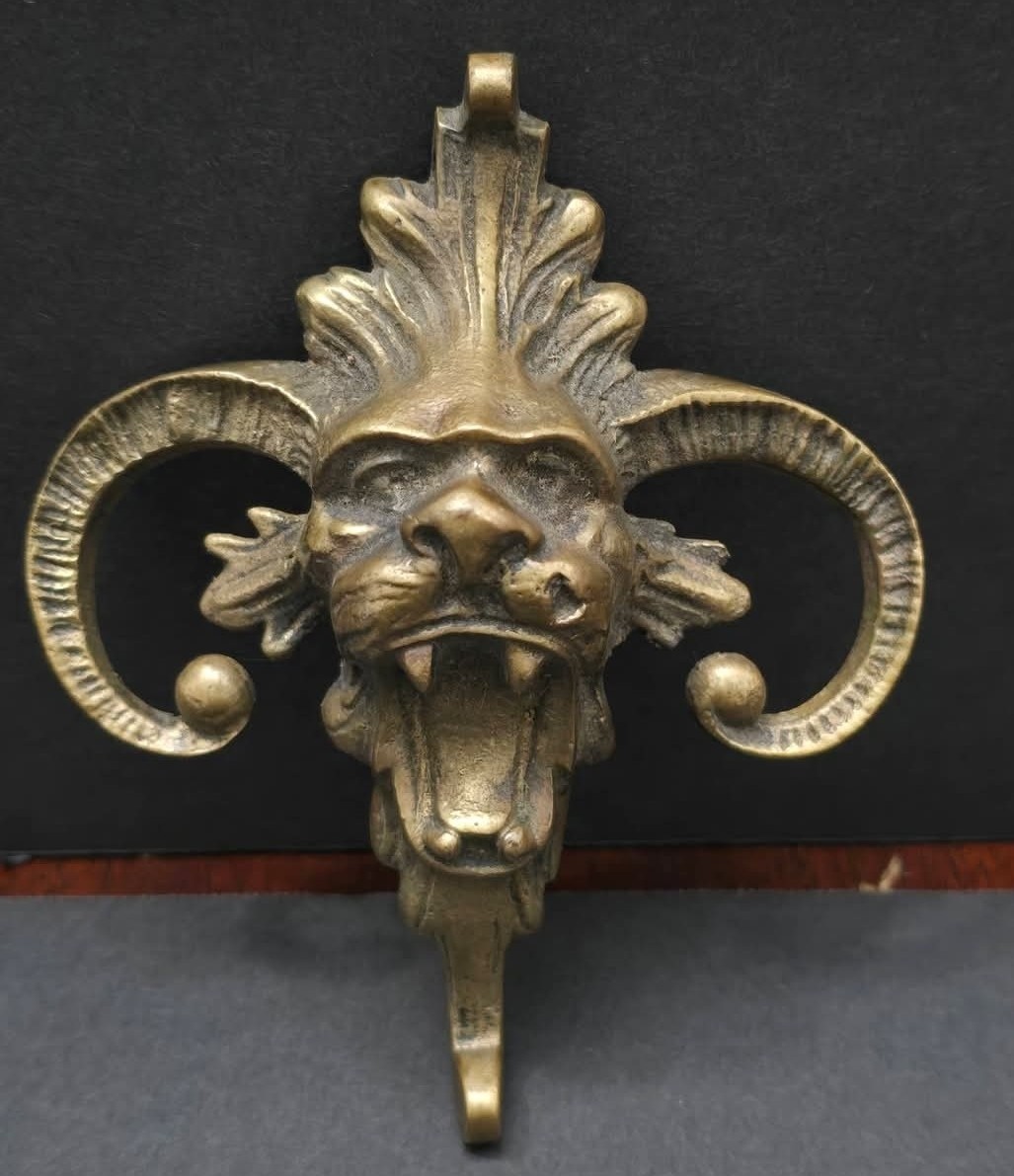 Vintage Brass Gargoyle Devil Wall Gothic Victorian Style Adornment / Hardware