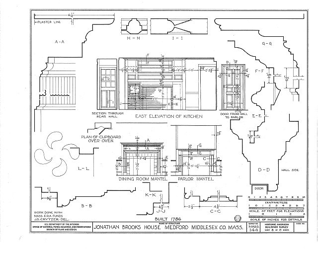 West Medford Massachusetts Jonathan Brooks House 1786 floor plan HABS