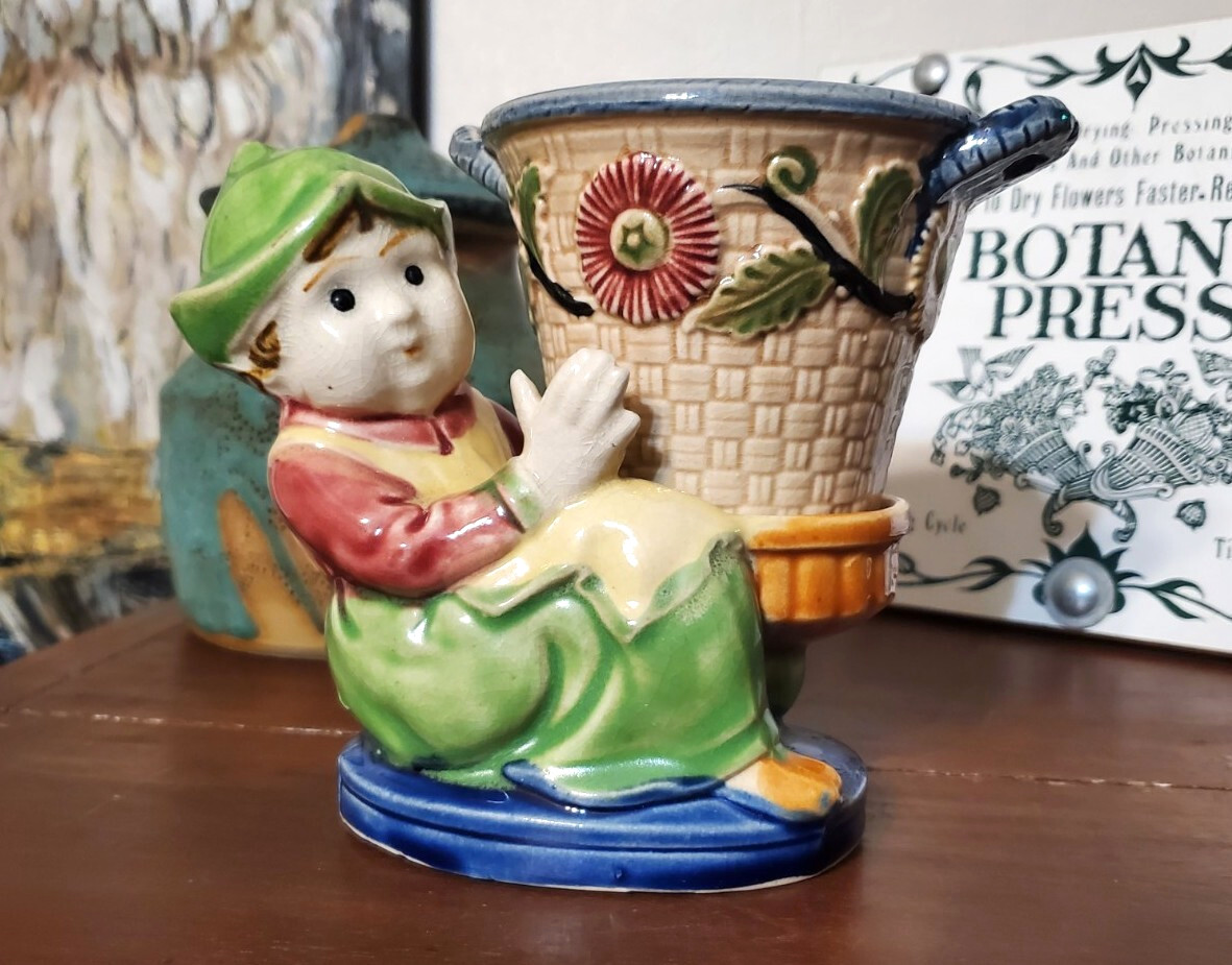 Vintage Dutch Girl Ceramic Planter - Made in Japan