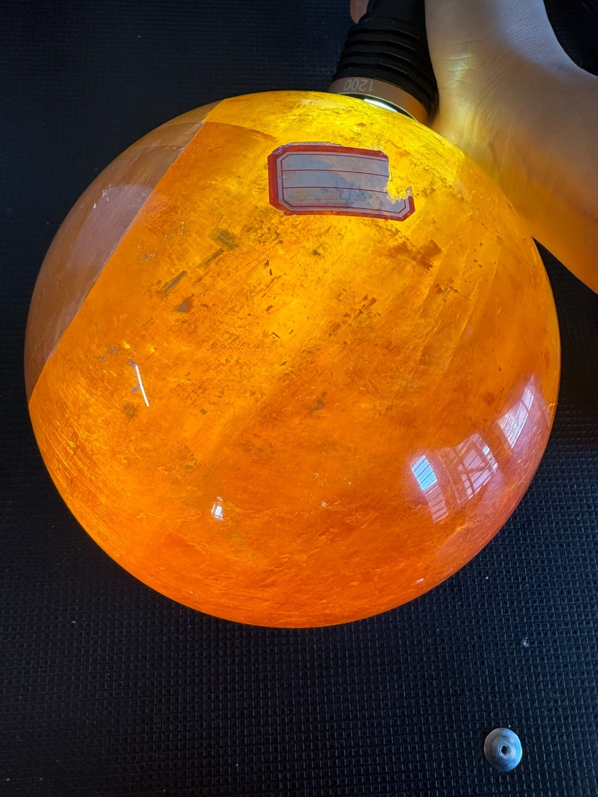 18Lb LARGE SIZE BEAUTIFUL HALF HONEY CALCITE SPHERE HEALING DECRATION