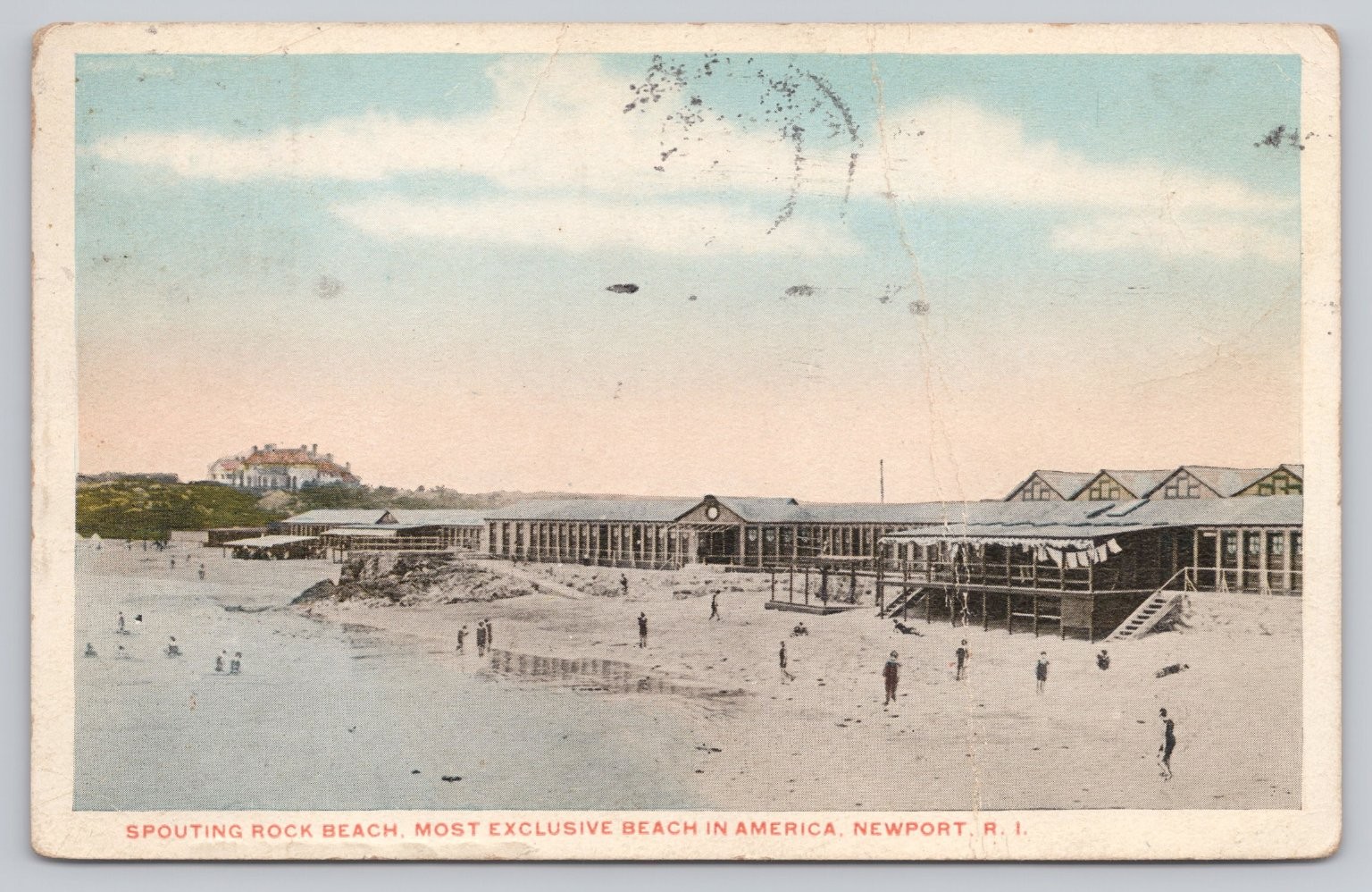 1927 Spouting Rock Beach Newport RI Exclusive Beach Tichnor Postcard