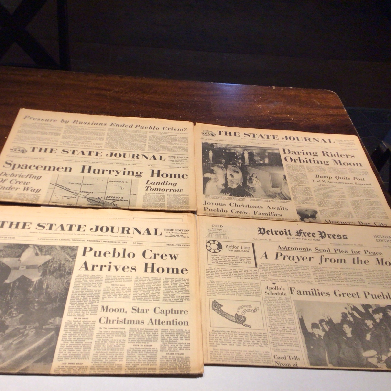 Uss Pueblo Incident Crew Returns Newspaper Lot Of 4 Dec 24-26 , 1968