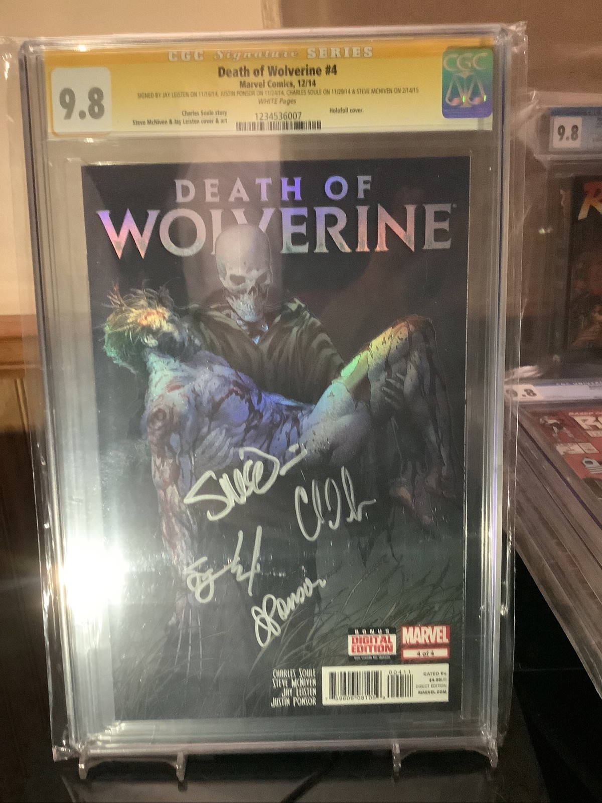 Death of Wolverine #4 CGC 9.8 SS Soule Ponsor Mcniven Leisten Holofoil Signed 4X