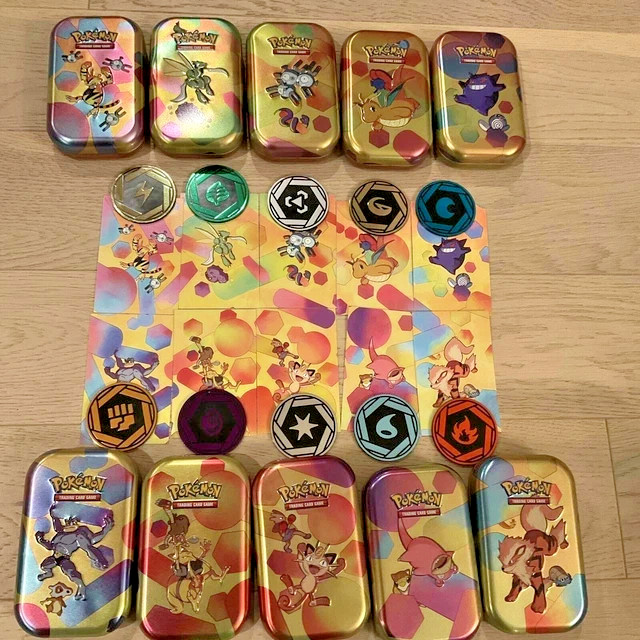EMPTY Pokemon 151 Mini Tin Full Set of 10 Includes ART & COINS. NO PACKS