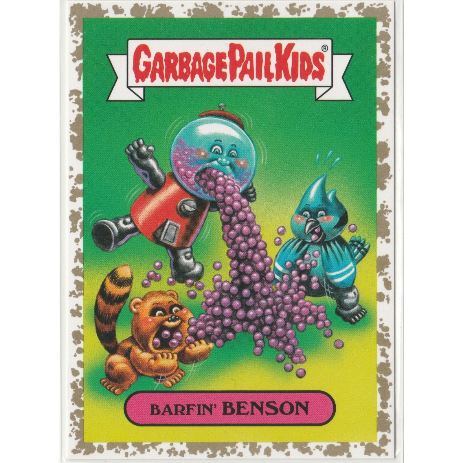 Regular Show Barfin\' Benson #4b Gold 4/50 Garbage Pail Kids GPK 2016 Trashy TV